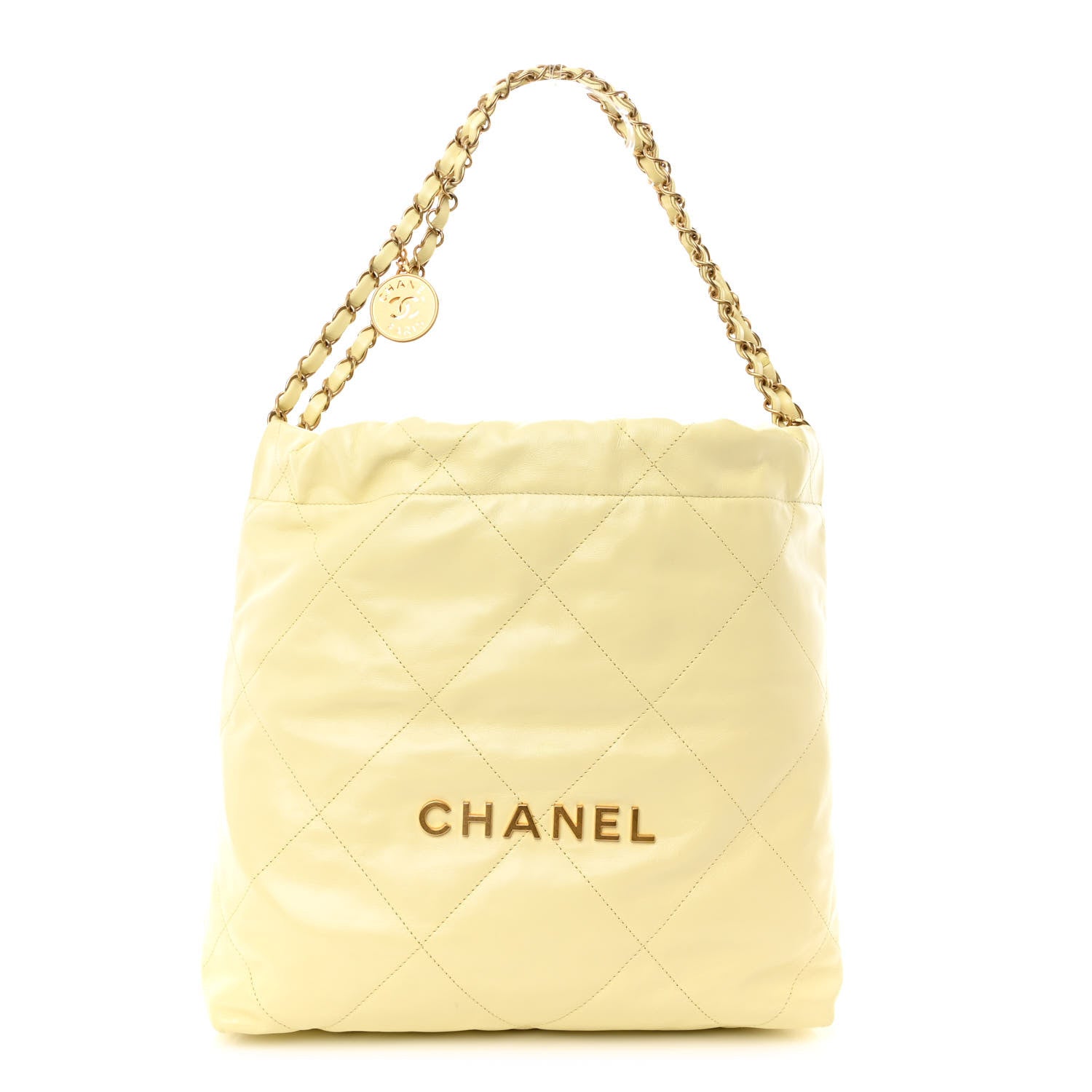Chanel Shiny Calfskin Quilted Small Chanel 22 Light Yellow 1 of 11
