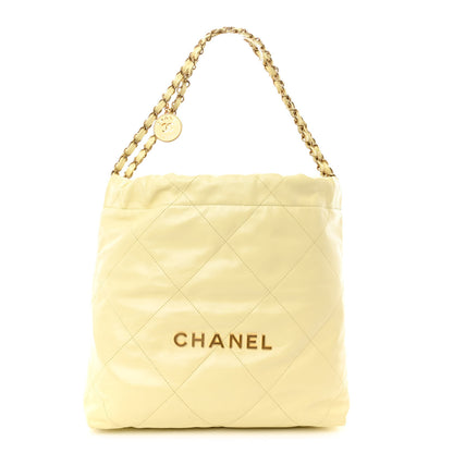 Chanel Shiny Calfskin Quilted Small Chanel 22 Light Yellow 1 of 11