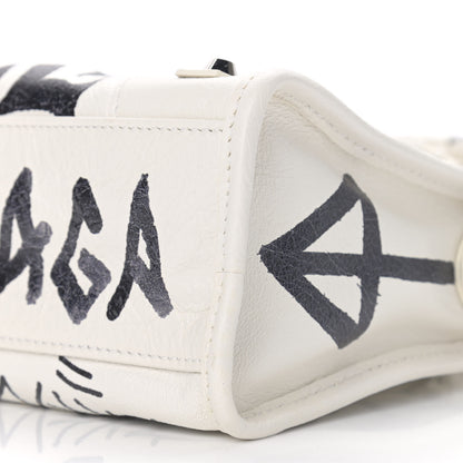 Balenciaga Agneau Arena Graffiti All Over Classic Silver Hardware Mini City White Black 11 of 11