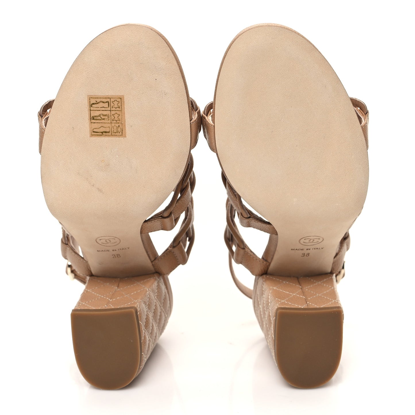Caviar Quilted Chain Mule Sandals 38 Beige