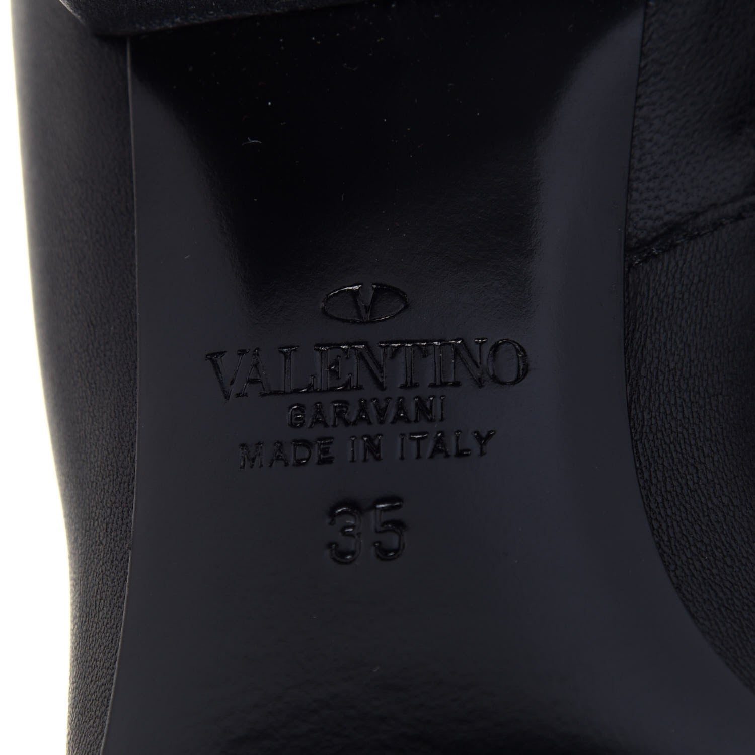 Valentino Garavani Calfskin Vlogo Knee High 45mm Boots 35 Black 6 of 8
