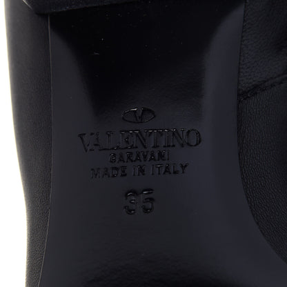 Valentino Garavani Calfskin Vlogo Knee High 45mm Boots 35 Black 6 of 8