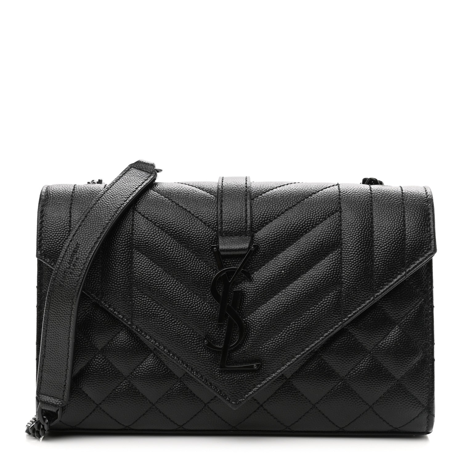 Saint Laurent Grain De Poudre Textured Mixed Matelasse Triquilt Small Monogram Satchel Black 1 of 14