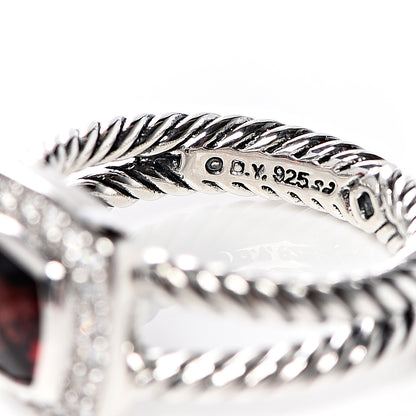 David Yurman Sterling Silver Diamond Garnet 7mm Petite Albion Ring 52 6 5 of 5