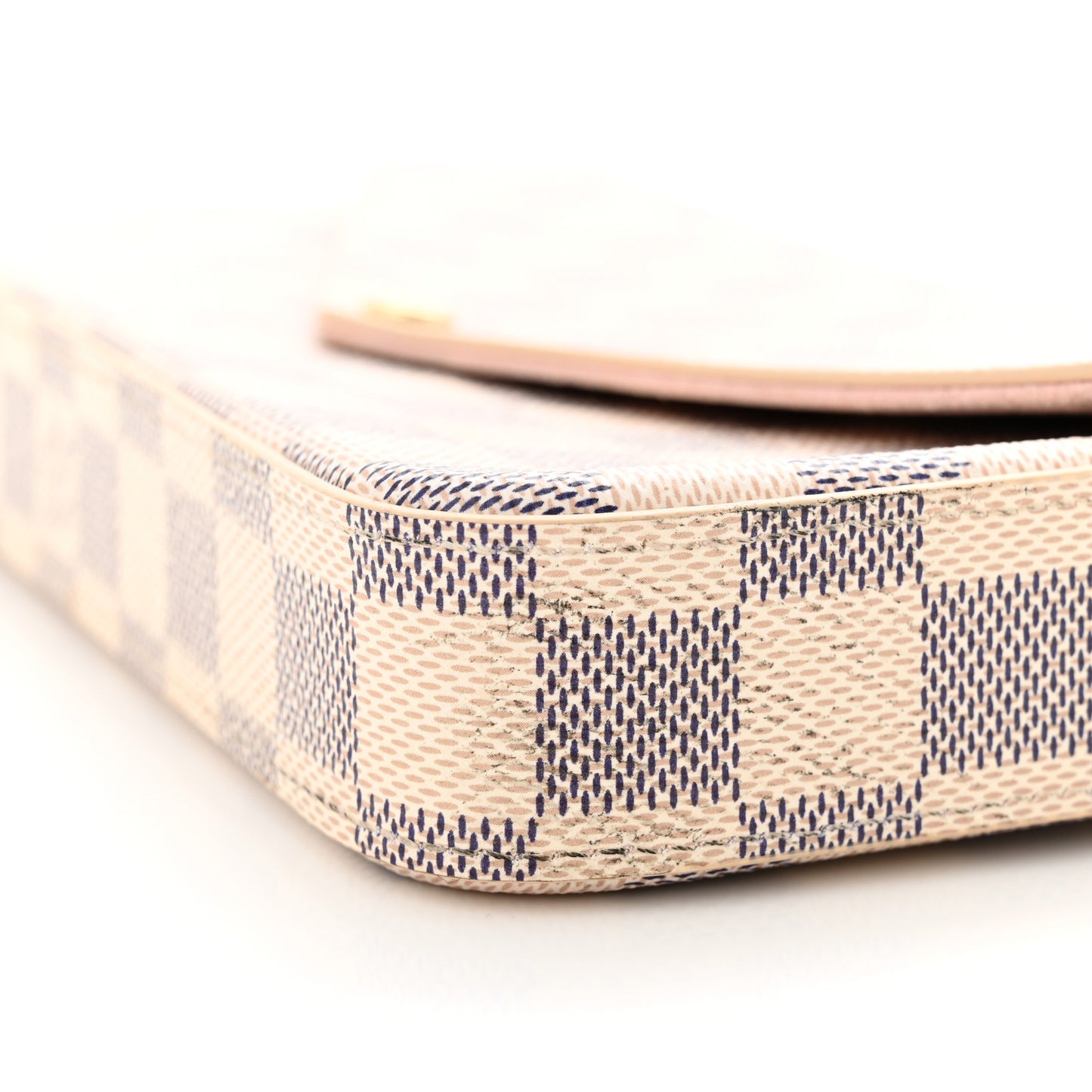 Damier Azur Pochette Felicie Chain Wallet Rose Ballerine