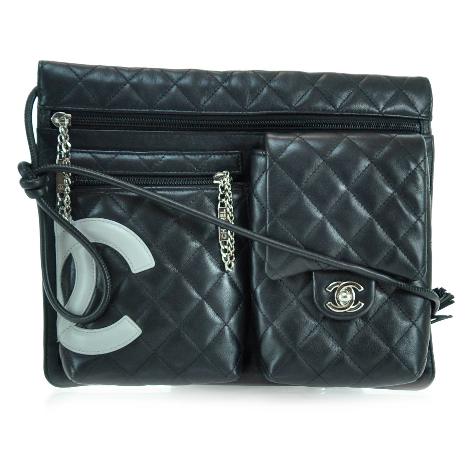 Chanel Calfskin Quilted Cambon Multipocket Shoulder Bag Black 1 of 12