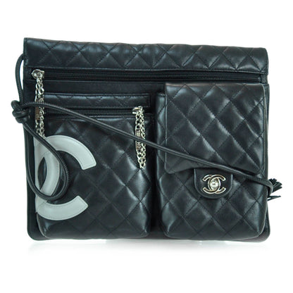 Chanel Calfskin Quilted Cambon Multipocket Shoulder Bag Black 1 of 12