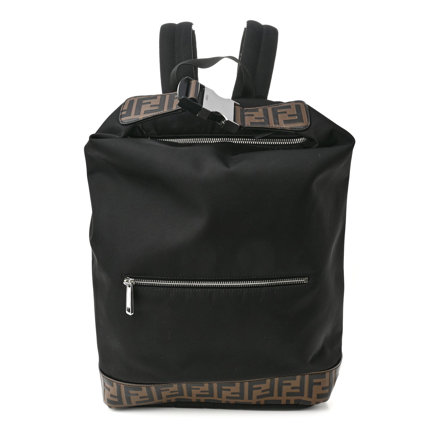 Nylon Vitello FF 1974 Embossed Cross Strap Backpack Black Maya