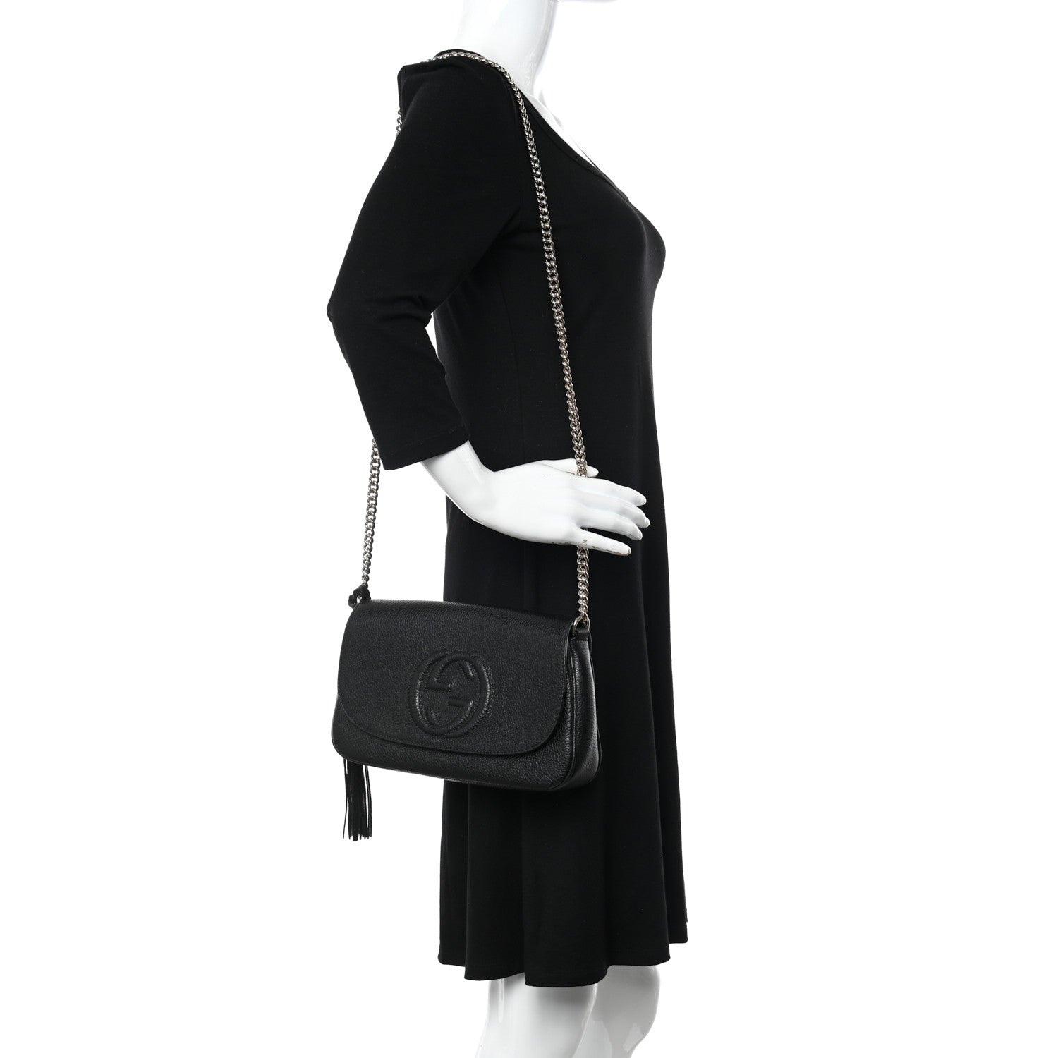 Gucci Pebbled Calfskin Medium Soho Flap Crossbody Black 2 of 13