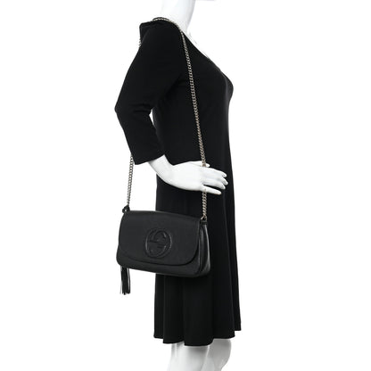 Gucci Pebbled Calfskin Medium Soho Flap Crossbody Black 2 of 13