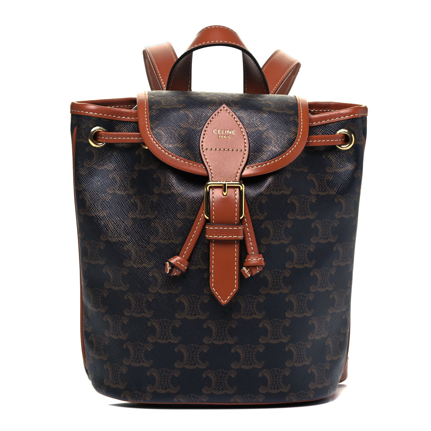 Celine Triomphe Canvas Calfskin Mini Folco Backpack Tan 1 of 9