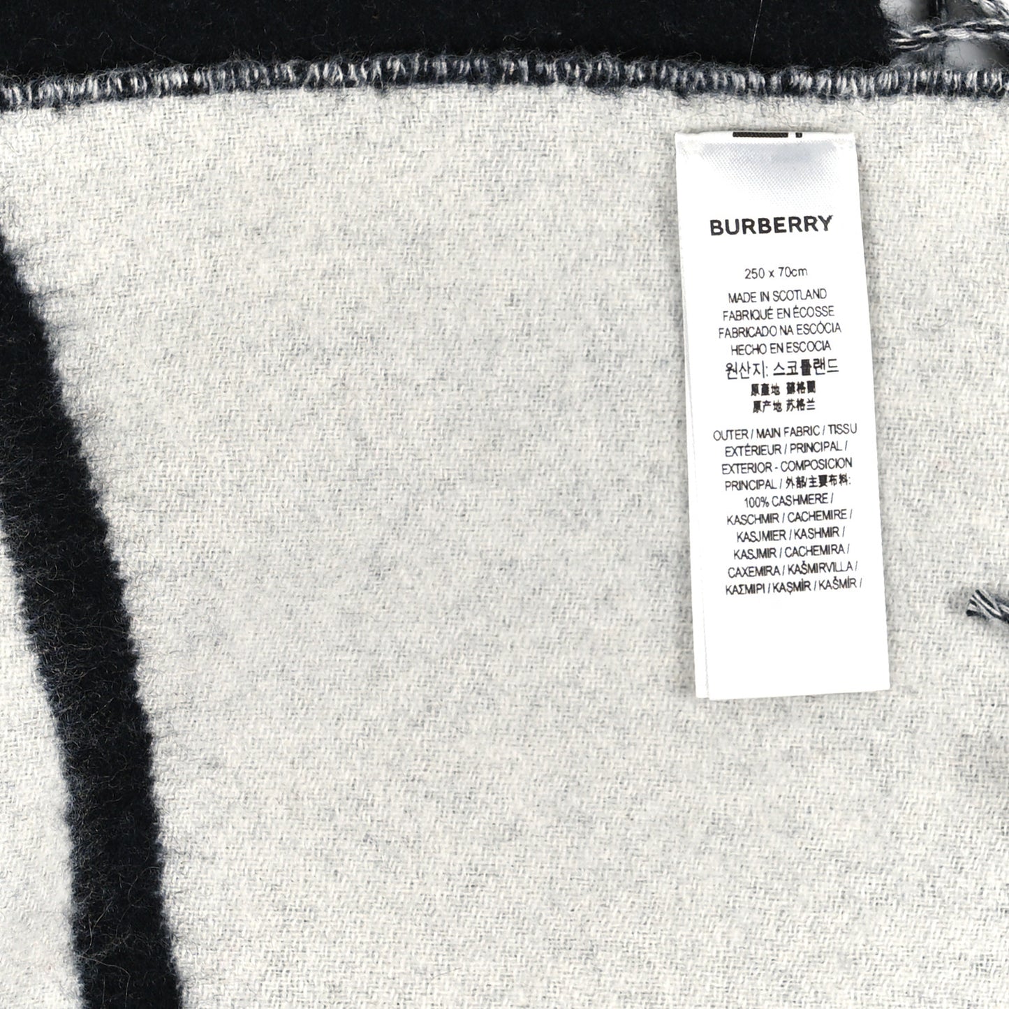 Cashmere Logo Scarf Black White