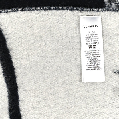 Burberry Cashmere Logo Scarf Black White 3 of 3