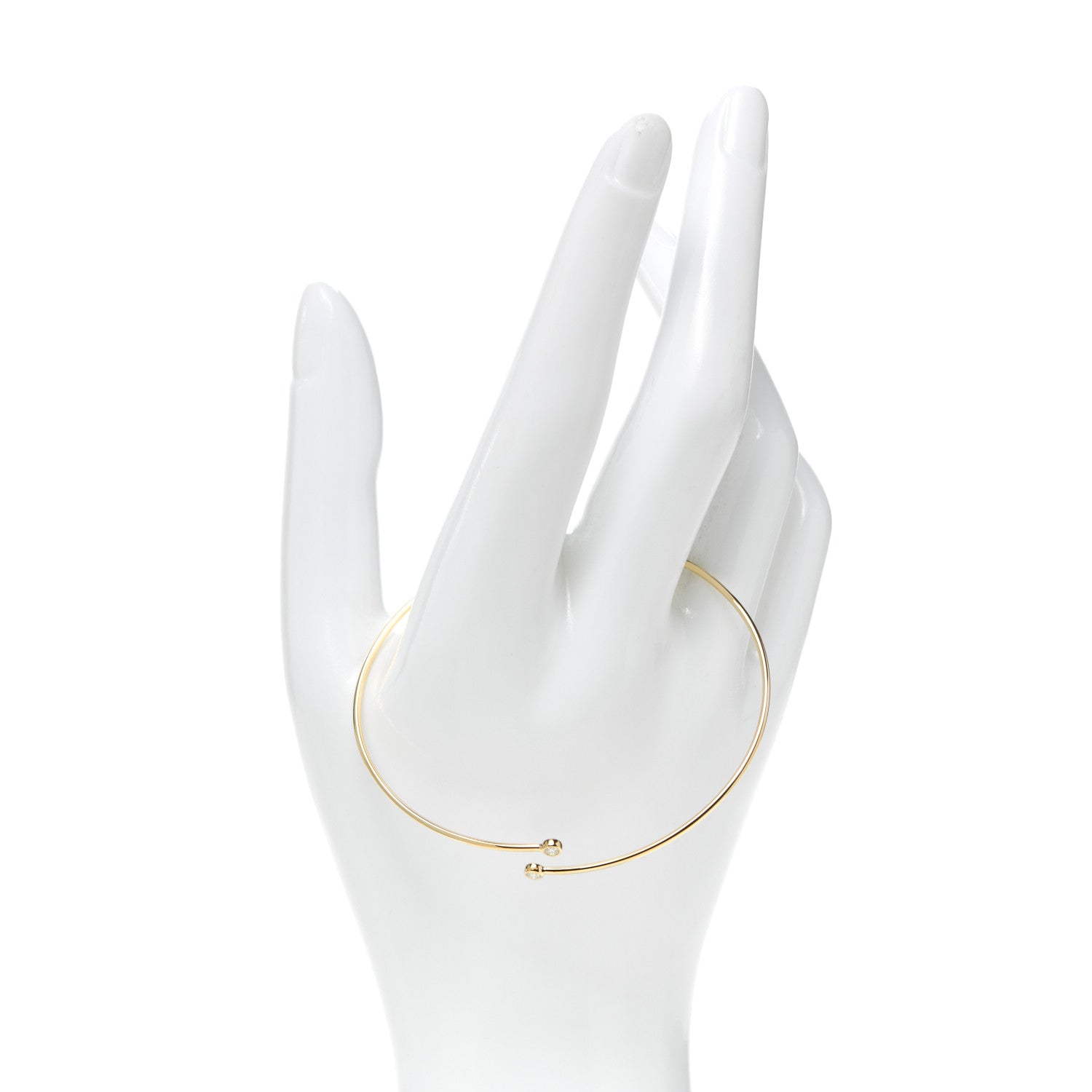 Tiffany 18K Yellow Gold Diamond Hoop Single Row Bangle Bracelet 2 of 5