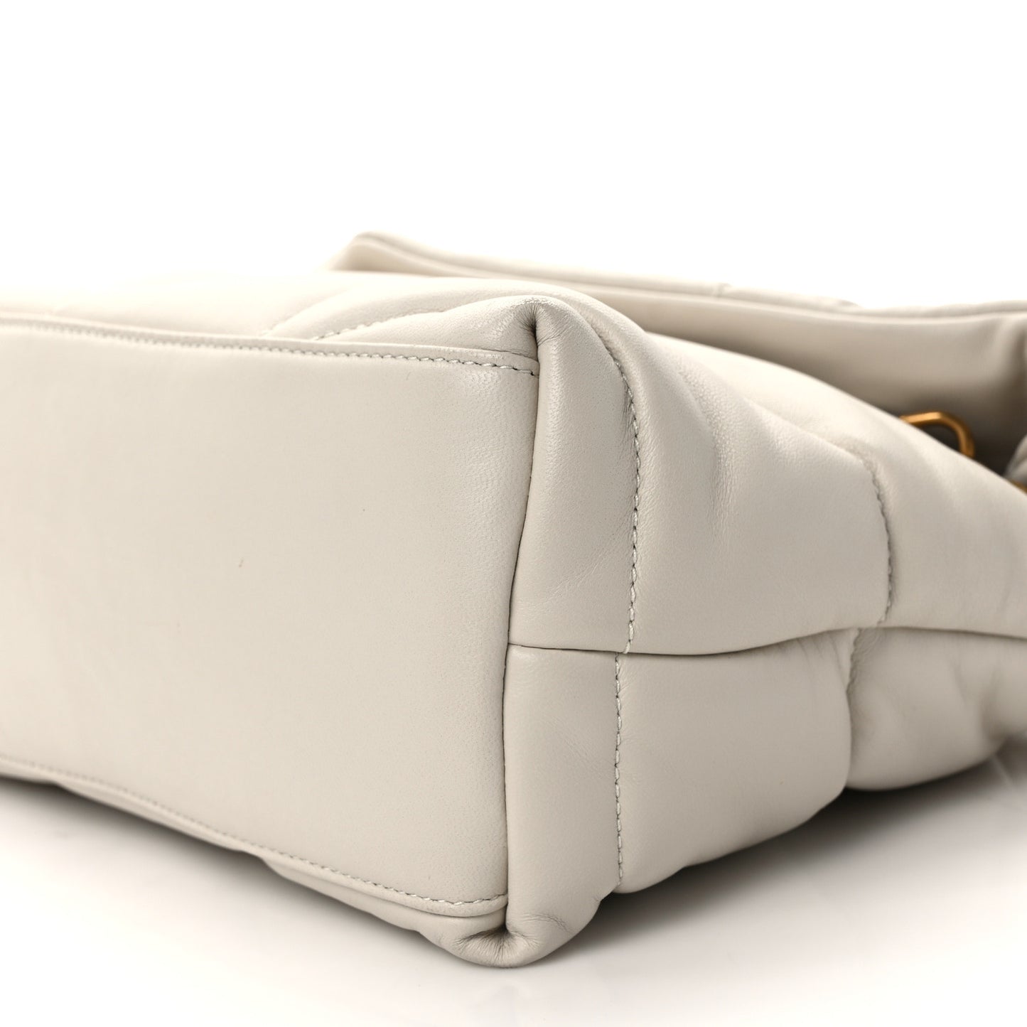 Lambskin Quilted Small Loulou Puffer Monogram Chain Satchel Crema Soft