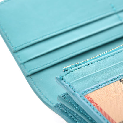 Burberry Calfskin Horseferry Check Porter Continental Wallet Aqua 7 of 7