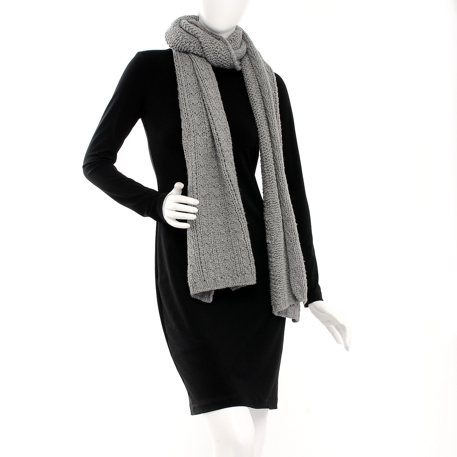 Chanel Cashmere Chain CC Scarf Grey 2 of 4