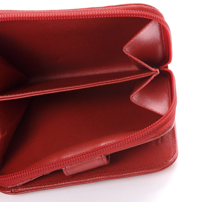 Prada Saffiano Metal Compact Zip Around Wallet Fuoco 5 of 9