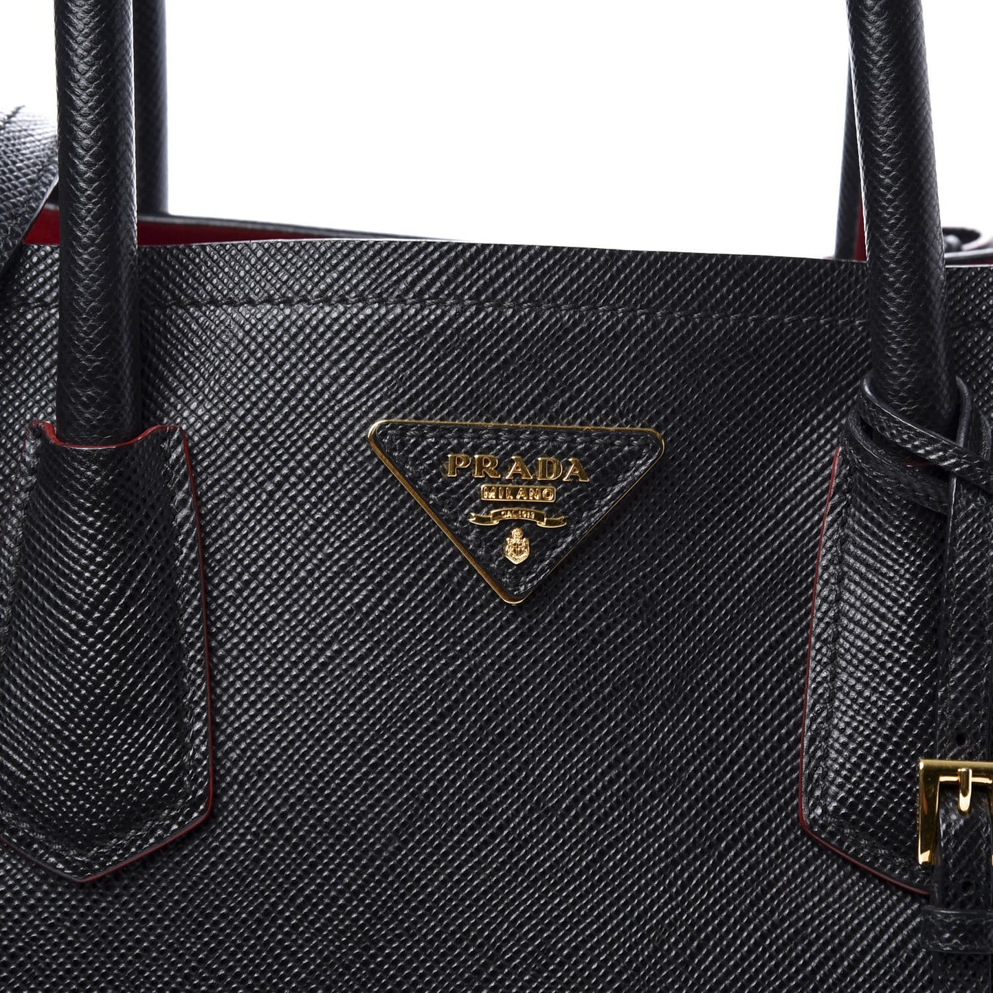 Saffiano Cuir Large Double Bag Black Fuoco