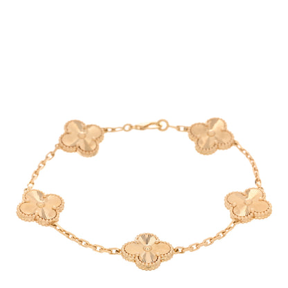 Van Cleef & Arpels 18K Yellow Gold 5 Motifs Guilloche Vintage Alhambra Bracelet 1 of 4