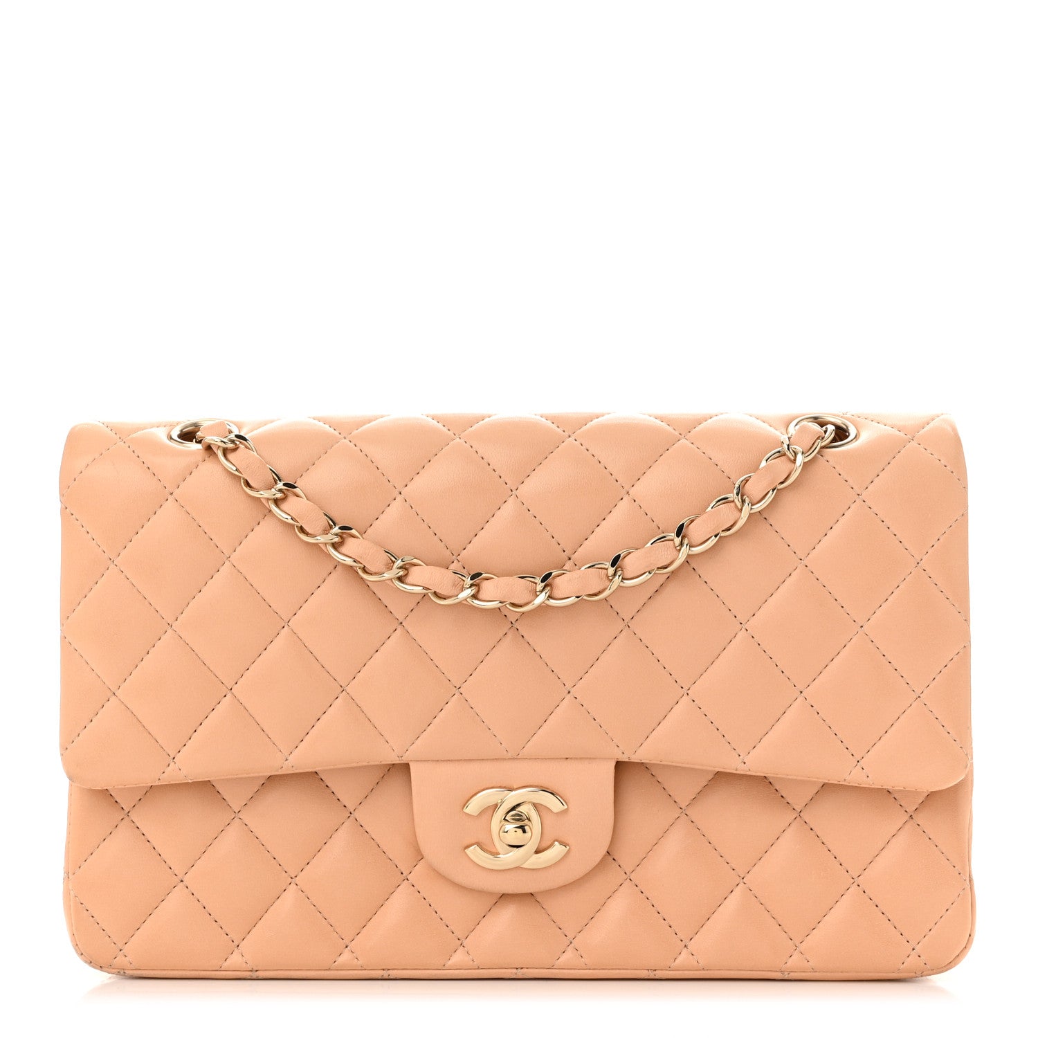 Chanel Lambskin Quilted Medium Double Flap Beige 1 of 11