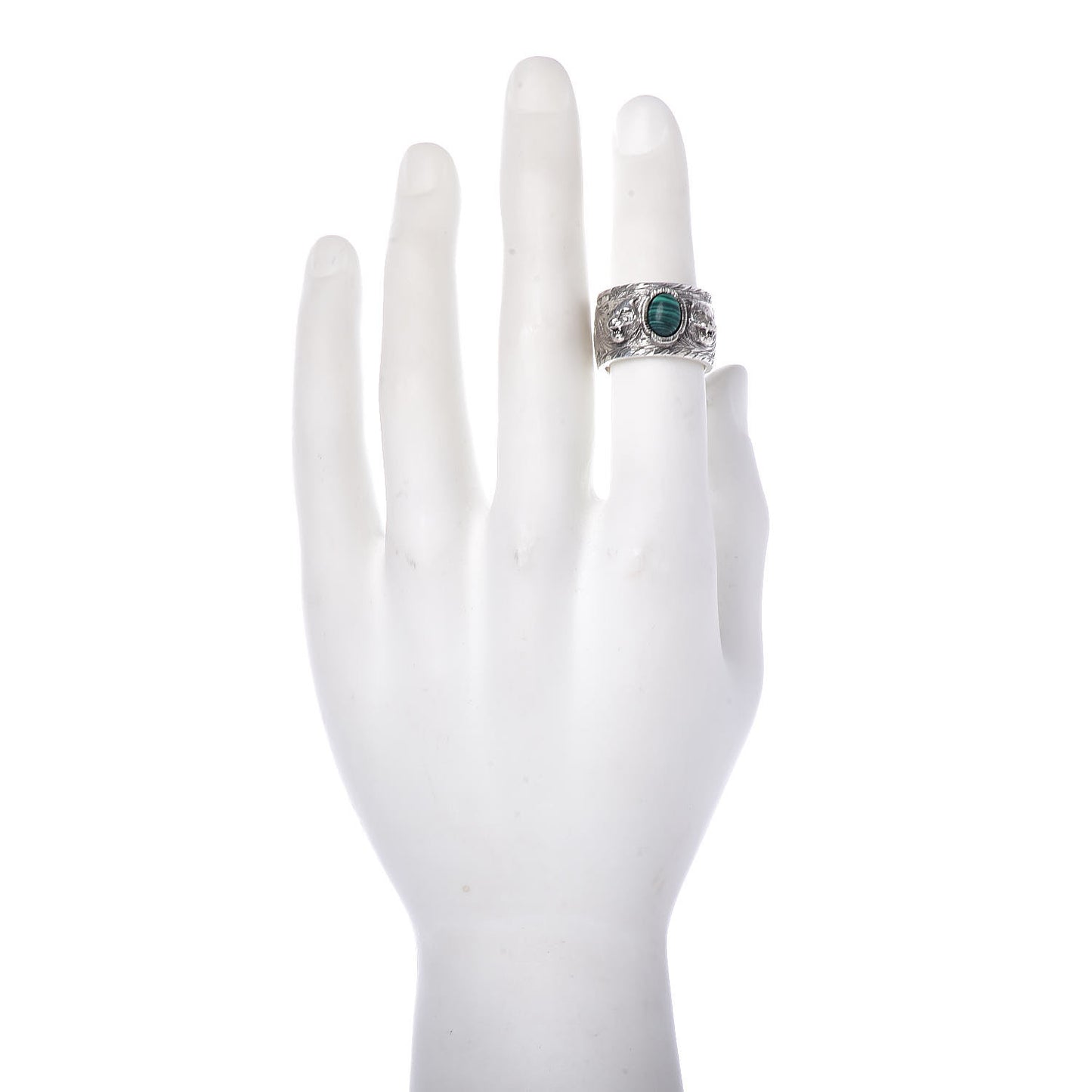 Sterling Silver Resin Feline Garden Ring Green 60 9