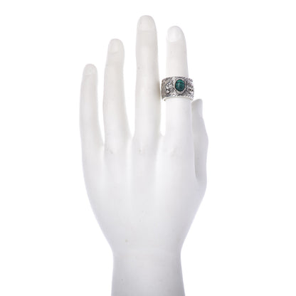 Gucci Sterling Silver Resin Feline Garden Ring Green 60 9 2 of 7