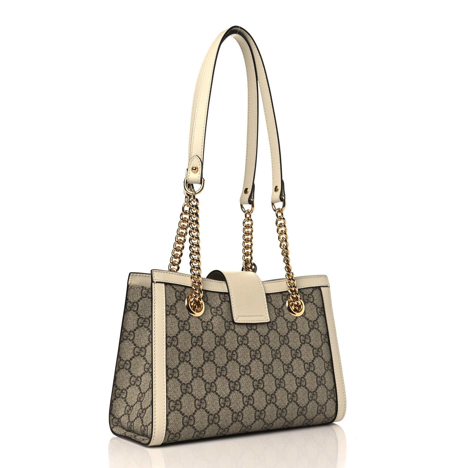 Gucci GG Supreme Monogram Moon Calfskin Small Padlock Tote Beige Ebony Mystic White 2 of 8