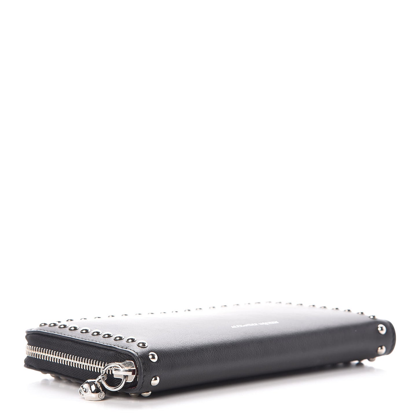 Nappa Studded Skull Continental Zip Wallet Black