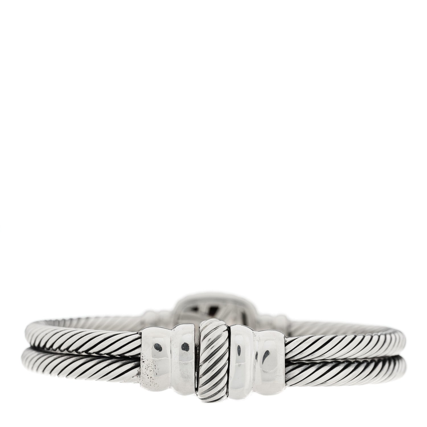 David Yurman Sterling Silver 18K Yellow Gold Diamond Smoky Quartz 11mm Albion Cable Bracelet 2 of 4