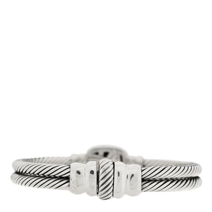 David Yurman Sterling Silver 18K Yellow Gold Diamond Smoky Quartz 11mm Albion Cable Bracelet 2 of 4