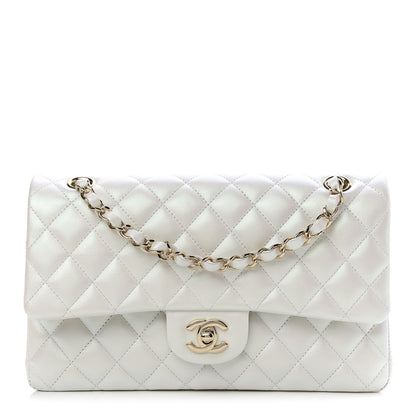 Chanel Iridescent Calfskin Quilted Medium Double Flap White 1 of 10