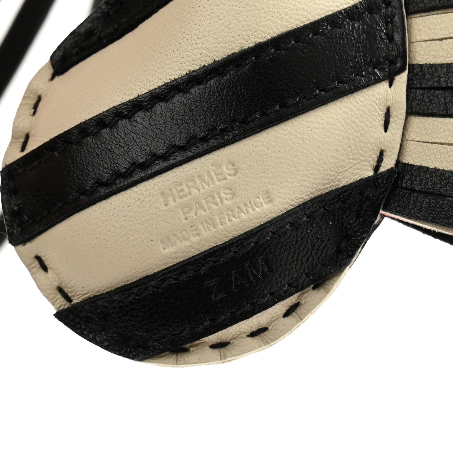 Hermes Milo Lambskin Geegee Savannah Bag Charm Craie Black Rose Mexico 3 of 4