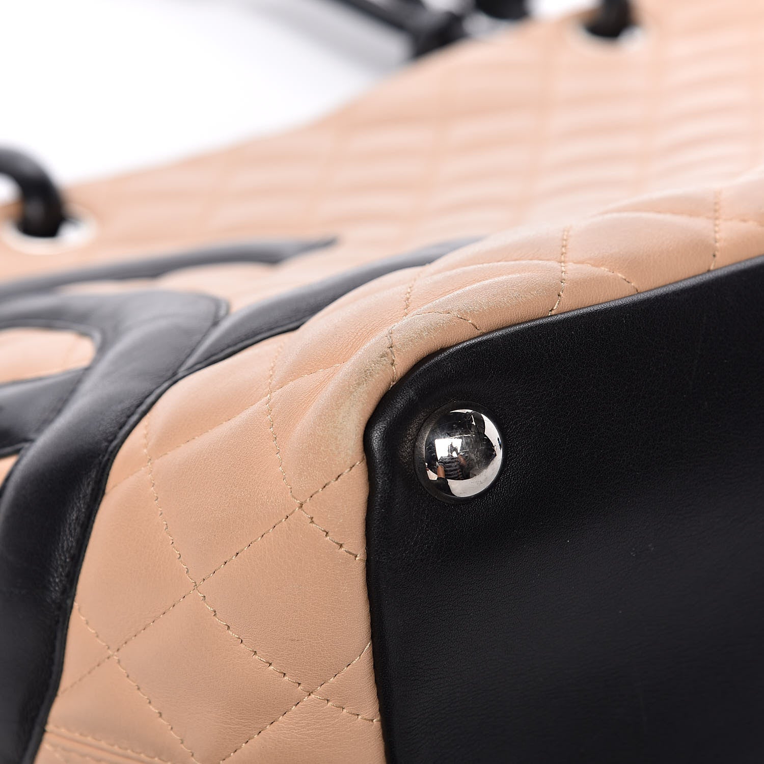 Chanel Calfskin Quilted Large Cambon Tote Beige Black 8 of 14