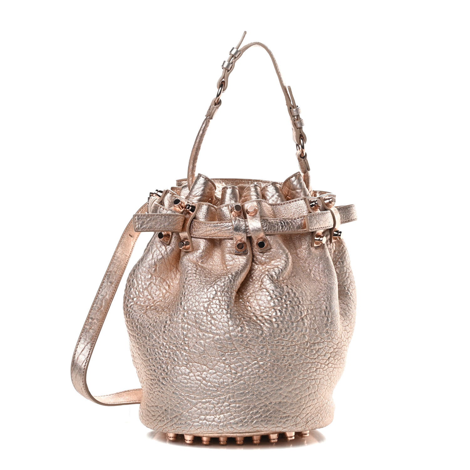 Alexander Wang Metallic Pebbled Lambskin Diego Bucket Bag Rose Gold 1 of 13