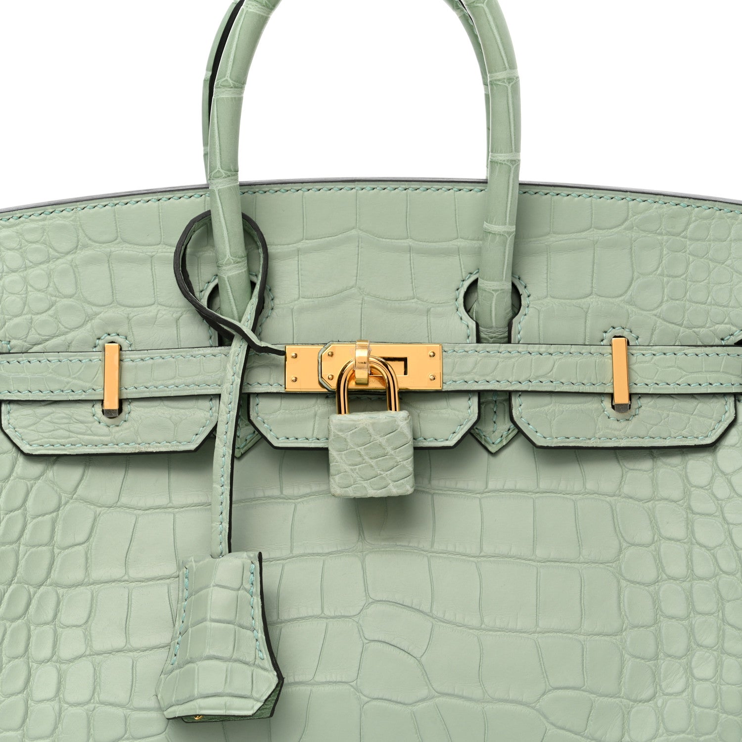 Hermes Matte Alligator Birkin 25 Vert D'eau 7 of 10