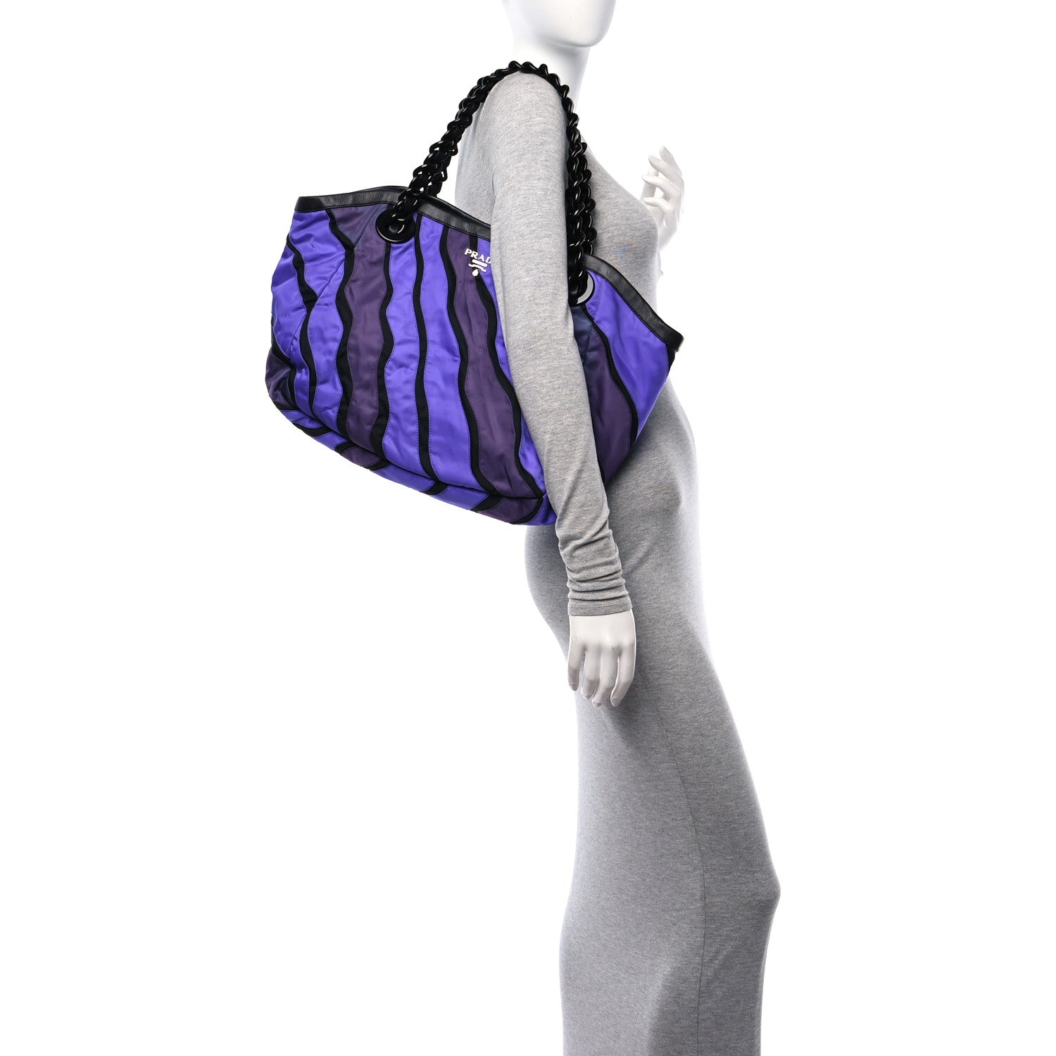 Prada Tessuto Nylon Waves Chain Tote Multicolor 2 of 10