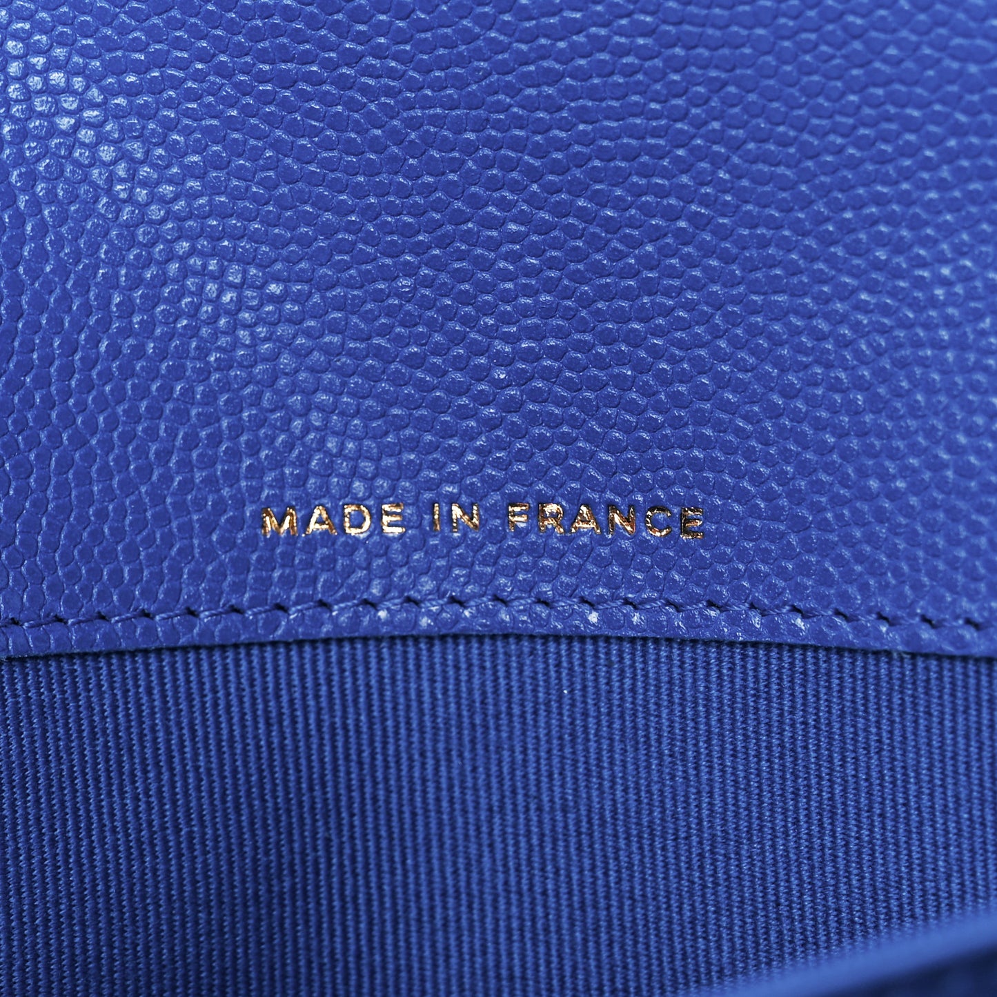 Caviar Quilted Large Gusset Flap Wallet Blue