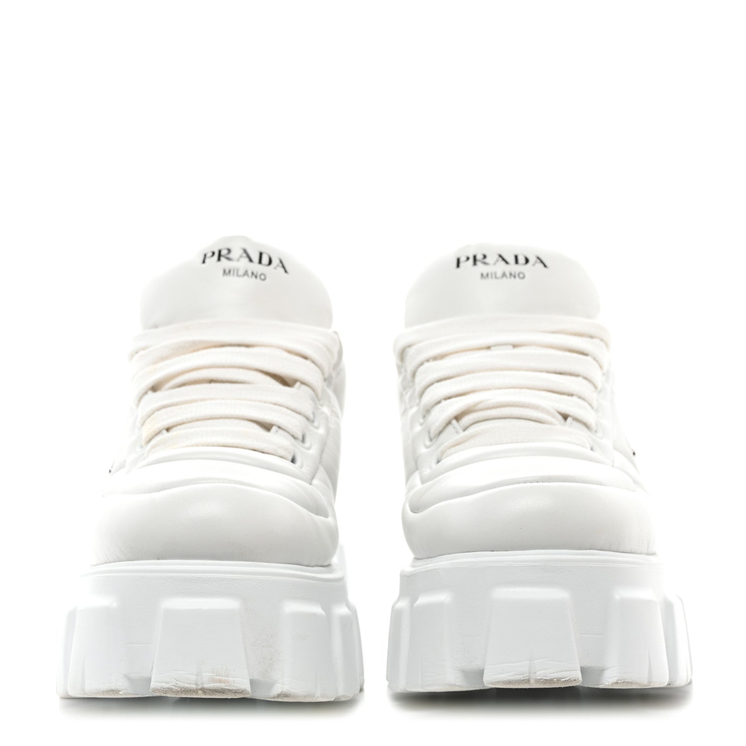 Prada Nappa Soft Metal Triangle Logo Padded Monolith 55mm Sneakers 40 White 2 of 11
