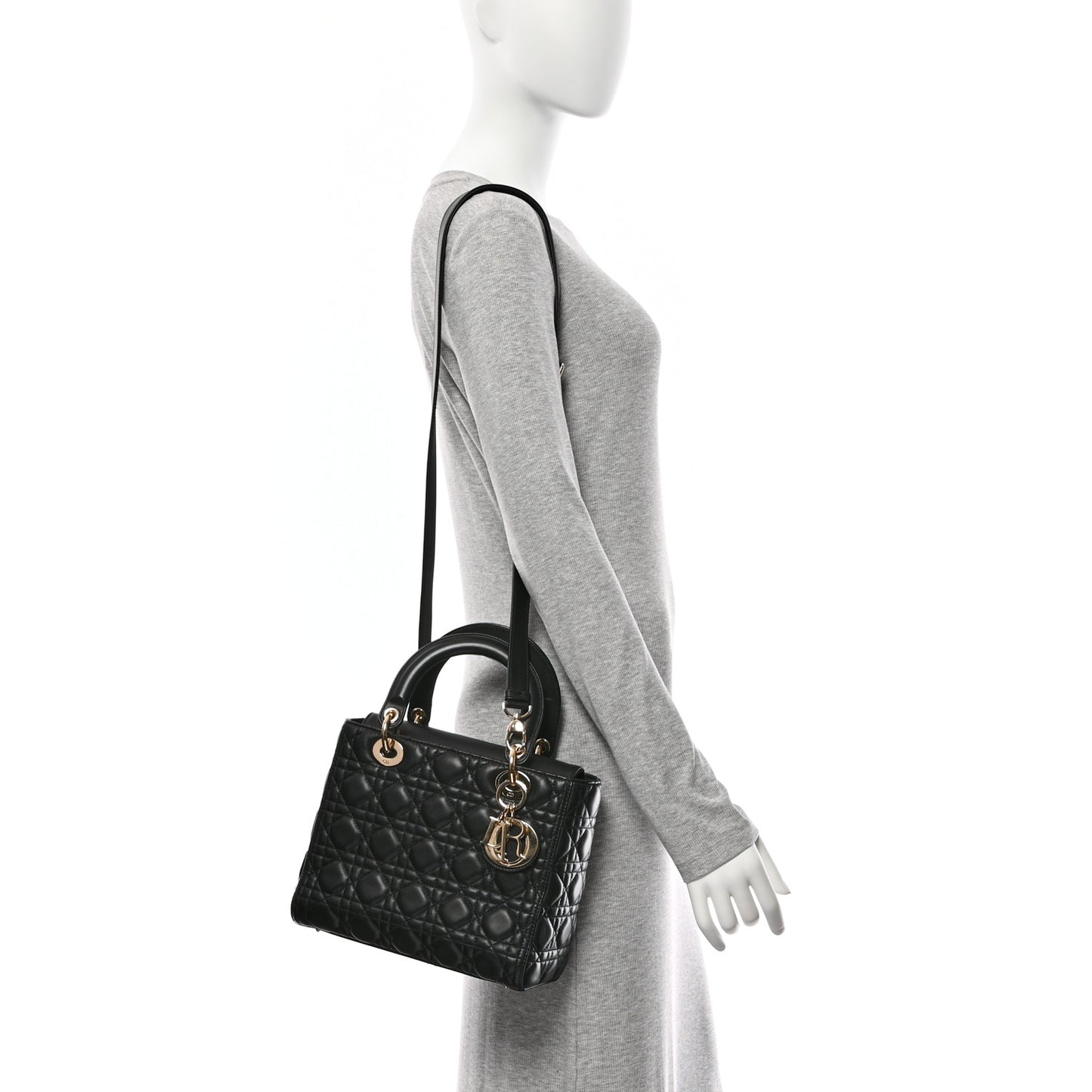 Lambskin Cannage Medium Lady Dior Black