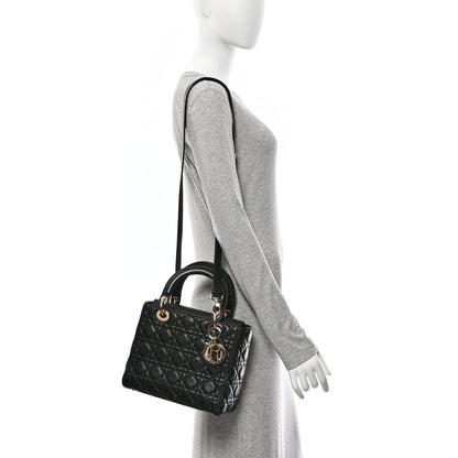 Christian Dior Lambskin Cannage Medium Lady Dior Black 2 of 10