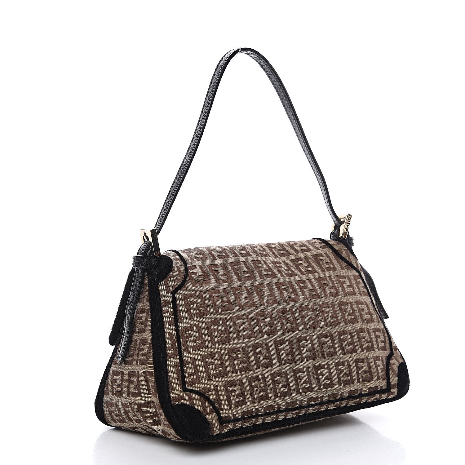 Fendi Zucchino Velvet Vitello Mini Mama Tube Bag Mogano Panna Black 2 of 9