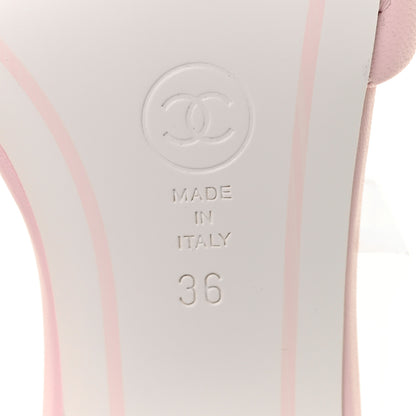 Chanel Lambskin Quilted Textured CC Mules 36 Light Pink 6 of 9