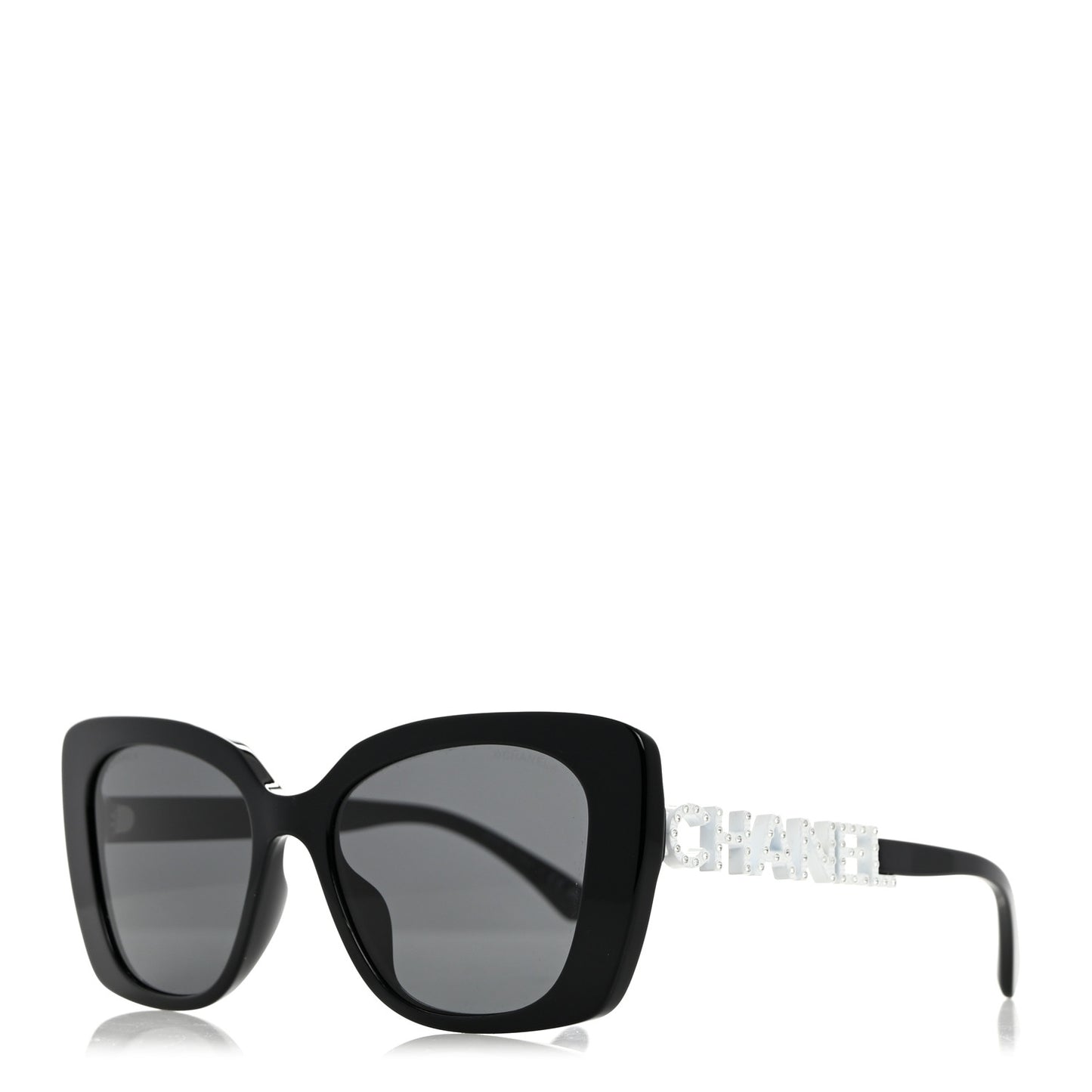 Acetate Strass Square Sunglasses 5422-B Black White