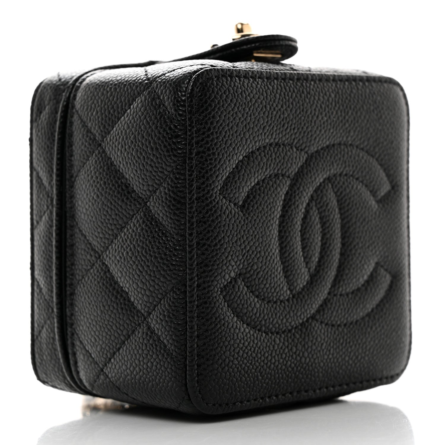 Chanel Caviar Quilted Mini Vanity Wrist Case With Chain Black 4 of 7