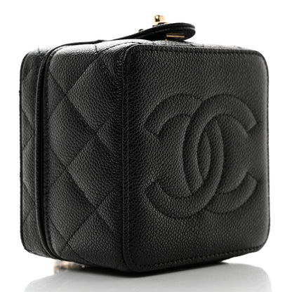 Chanel Caviar Quilted Mini Vanity Wrist Case With Chain Black 4 of 7