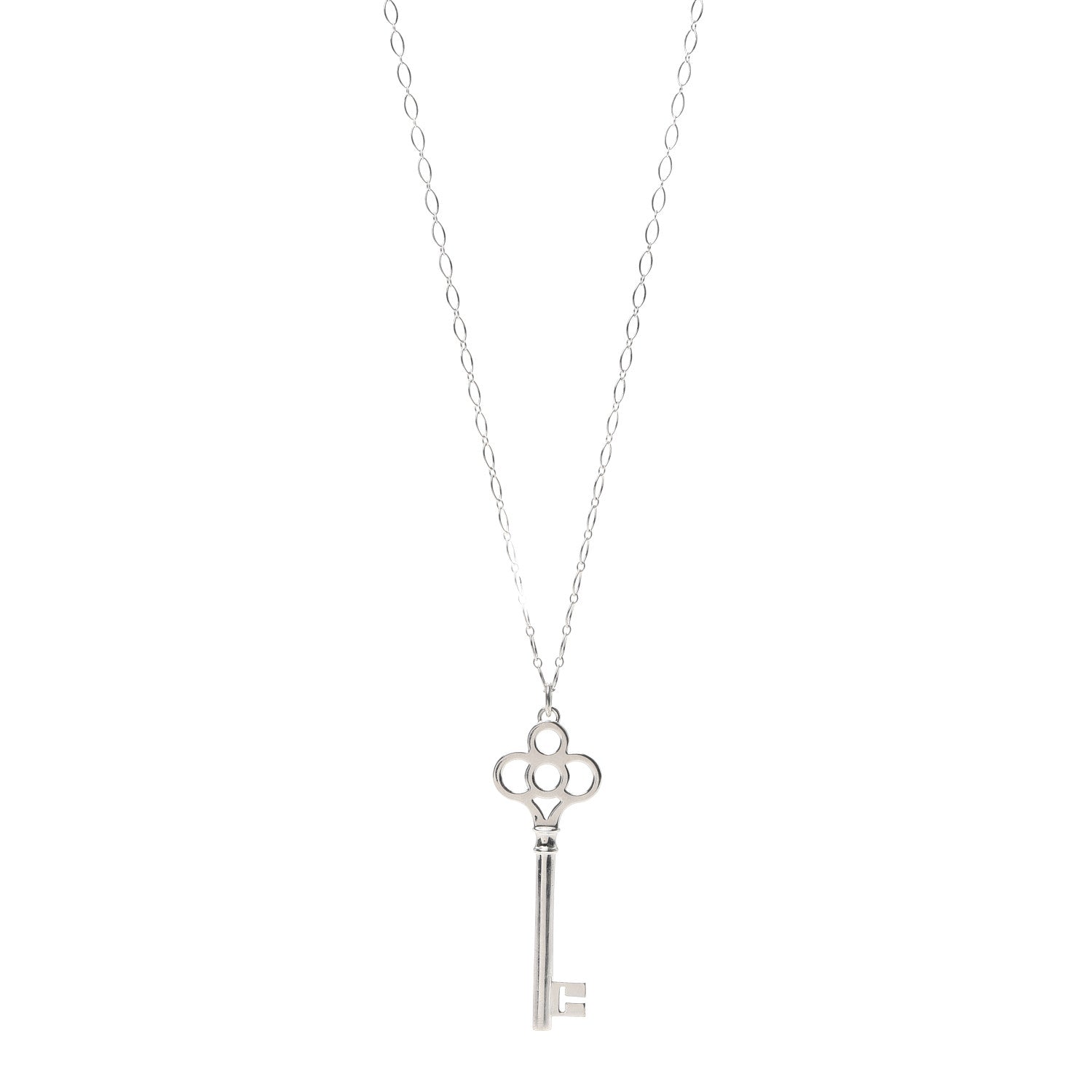 Tiffany Sterling Silver Large Crown Key Pendant Link Necklace 1 of 5