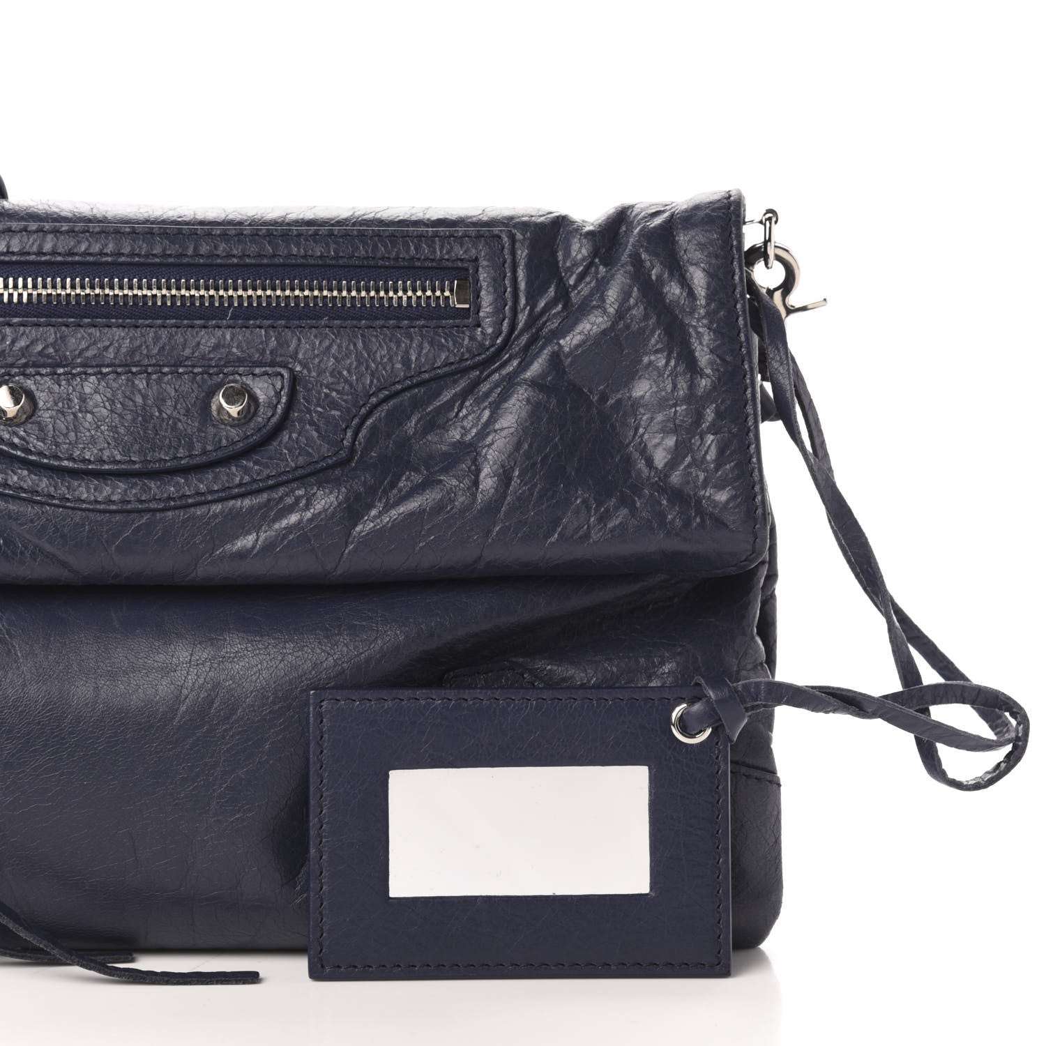 Balenciaga Agneau Classic Silver Hardware Envelope Strap Clutch Bleu Obscur 11 of 12