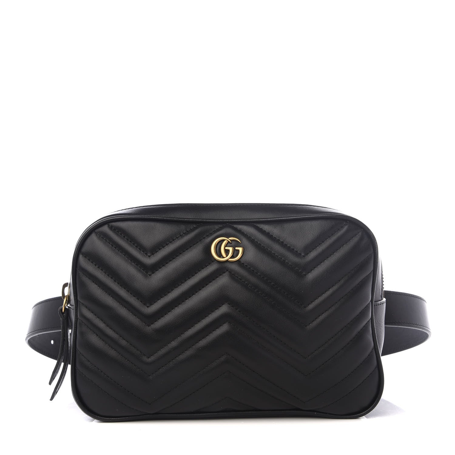 Gucci Calfskin Matelasse Mens GG Marmont Belt Bag 90 36 Black 1 of 8