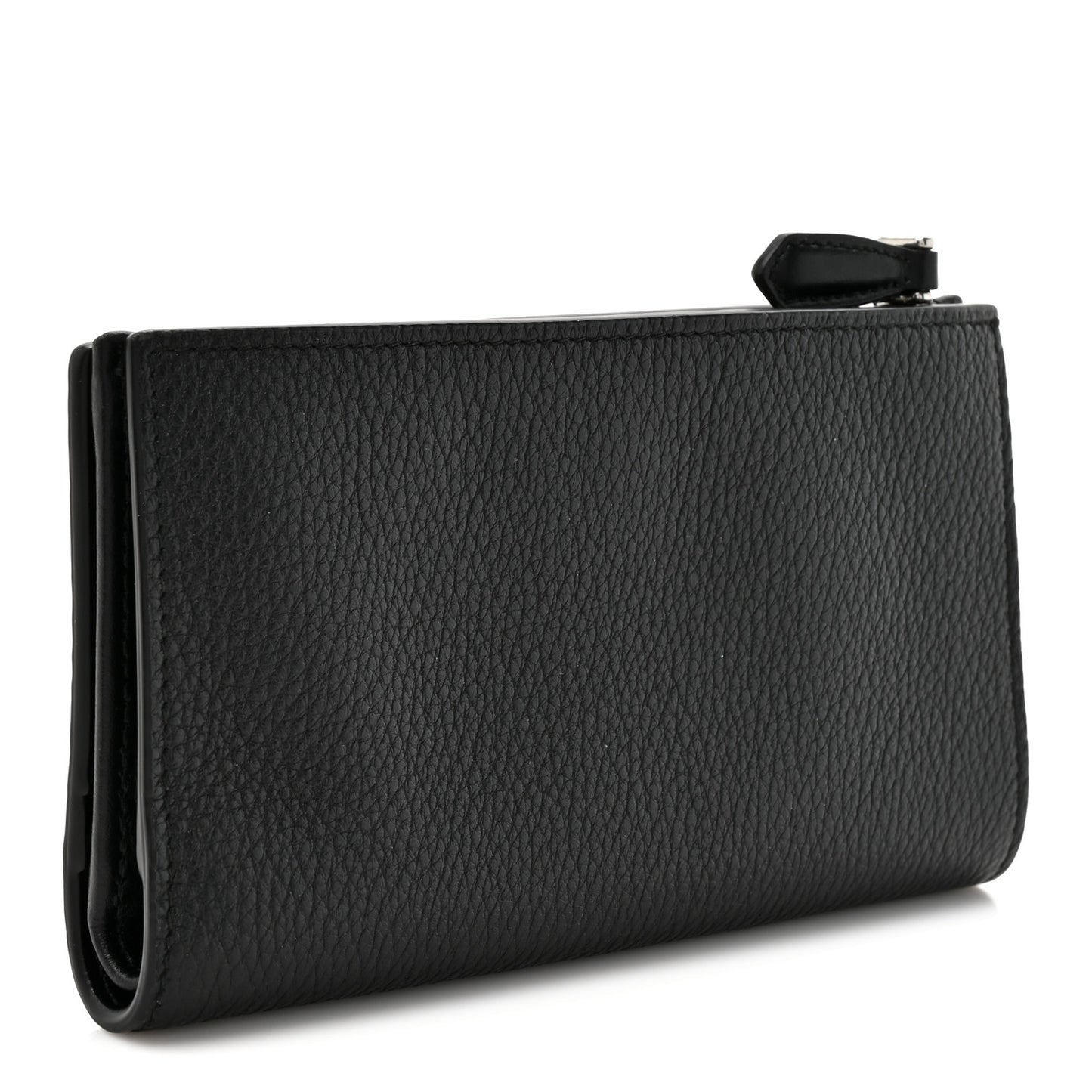 Vitello Daino Triangle Continental Zip Wallet  Black